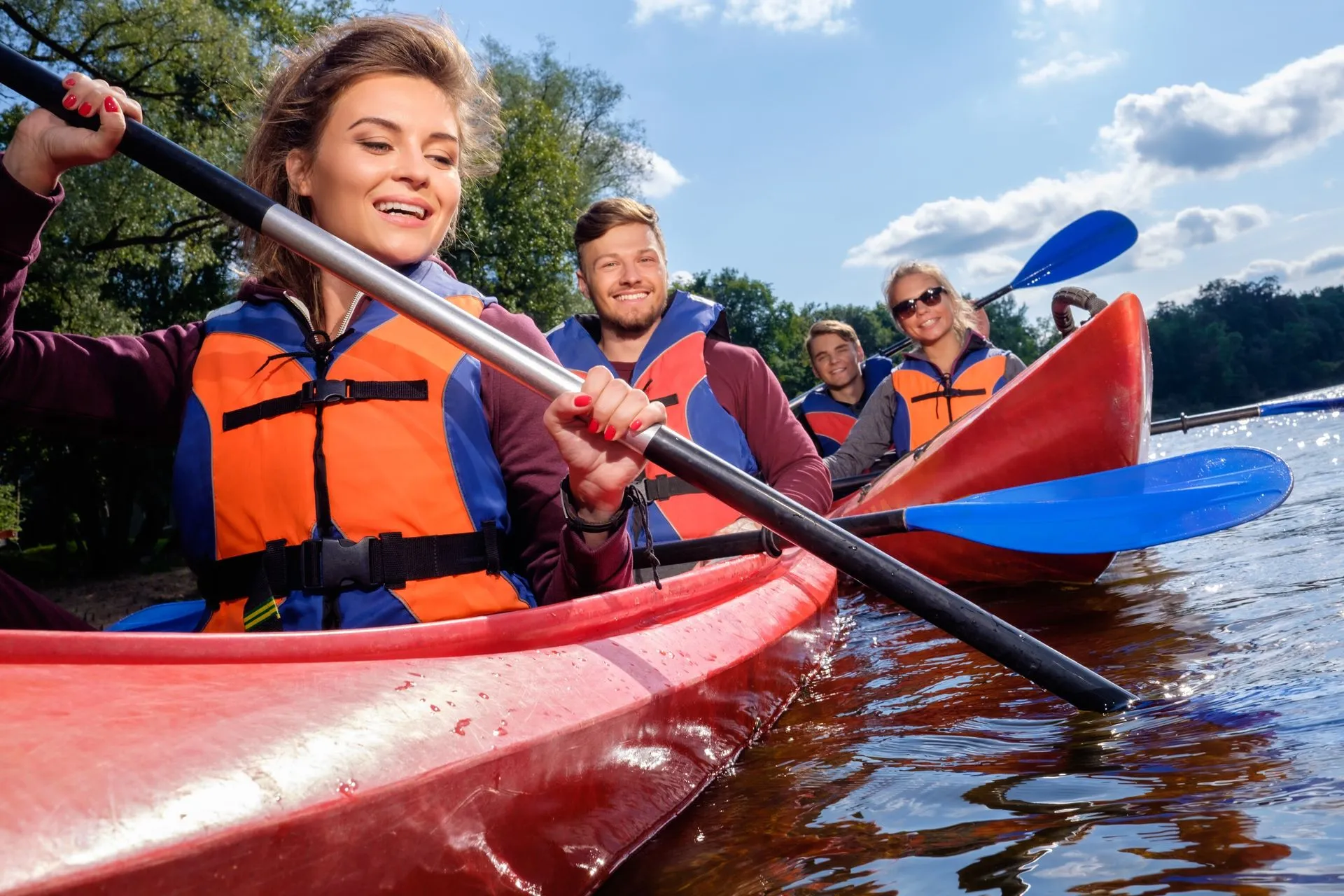 People kayaking